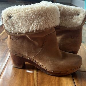 UGG Women's Brown Shearling Clogs